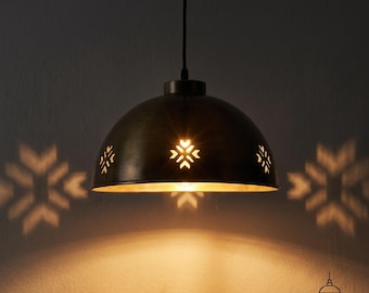 Lámpara colgante de latón con forma de cúpula y detalles nórdicos, lámpara colgante minimalista, lámpara de techo de estilo escandinavo, lámpara colgante moderna para cocina.