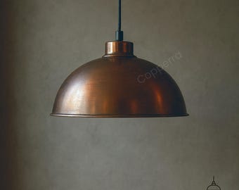 Antieke koperen hanglamp: vintage industriële bronzen hanglamp