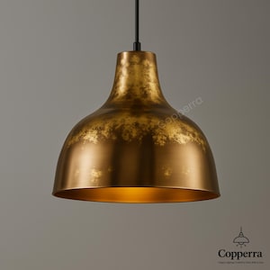 Handcrafted Brass Dome Pendant Light Rustic Industrial Hanging Ceiling Fixture, Brass Pendant Light, Dome Hanging Light Kitchen Island Light
