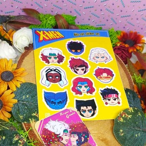 Foglio di adesivi degli X-Men e carta "Lovebirds"