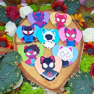 ATSV Spider-kitties heart button pins