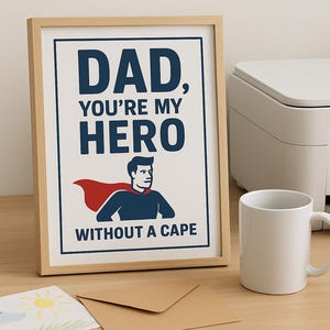 Vatertagskarte zum Ausdrucken – Papa du bist mein Held – Digitaler Download – Super Dad Grußkarte – Geschenk ohne Umhang