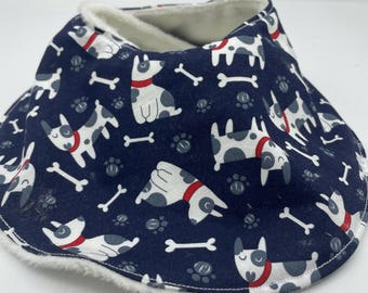 Puppy Dog Baby Bib, Minky Backed Drool Bib, Adjustable