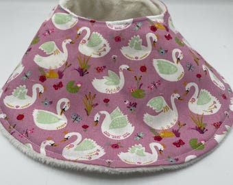 Baby bib ,  baby gift , drool bib , adjustable, baby shower, new baby, baby, baby gift, , dribble, drool, swan