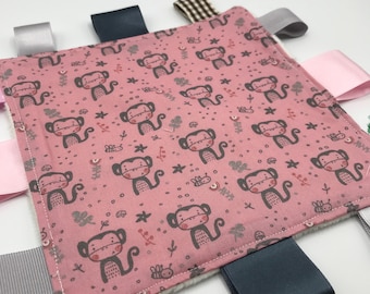 Regalo para bebé, Manta sensorial etiquetada, mini, mono, jungla, bebé nuevo, regalo de baby shower, regalo para bebé, comodidad, bebé,