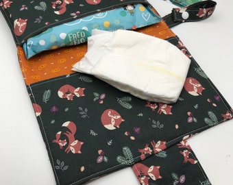 diaper /nappy and wipes wallet clutch , woodland, fox, new baby gift, baby gift, baby accessory, baby changing