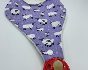 Baby Bib, baby dribble bib, baby drool bib, dummy bib, soother, dodie, teat, baby shower gift, baby gift, comforter, sheep