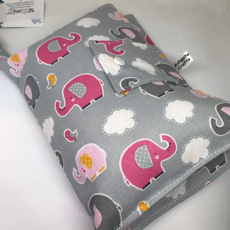 diaper /nappy and wipes wallet clutch , elephant, jungle baby gift, baby bag, diaper bag, nappy bag, baby accessory, new baby, newborn zdjęcie 5