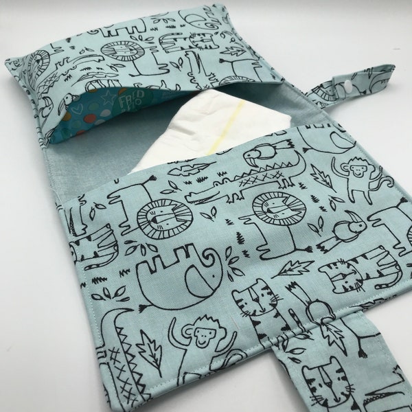 pannolino/pannolino e salviette portafoglio pochette, borsa, borsa per pannolini, borsa per pannolini nuovo regalo per bambini, baby shower, bambino, accessorio per bambini, neonato, zoo, giungla, borsa