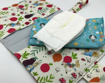 diaper /nappy and wipes wallet clutch , rabbit,  woodland ,baby gift, baby bag, diaper bag, nappy bag, baby accessory, new baby, newborn