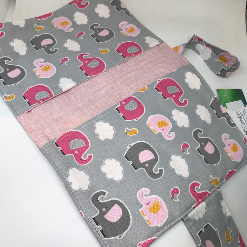 diaper /nappy and wipes wallet clutch , elephant, jungle baby gift, baby bag, diaper bag, nappy bag, baby accessory, new baby, newborn zdjęcie 3