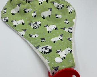Baby Bib, baby dribble bib, baby drool bib, dummy bib, soother, dodie, teat, baby shower gift, baby gift, comforter, sheep