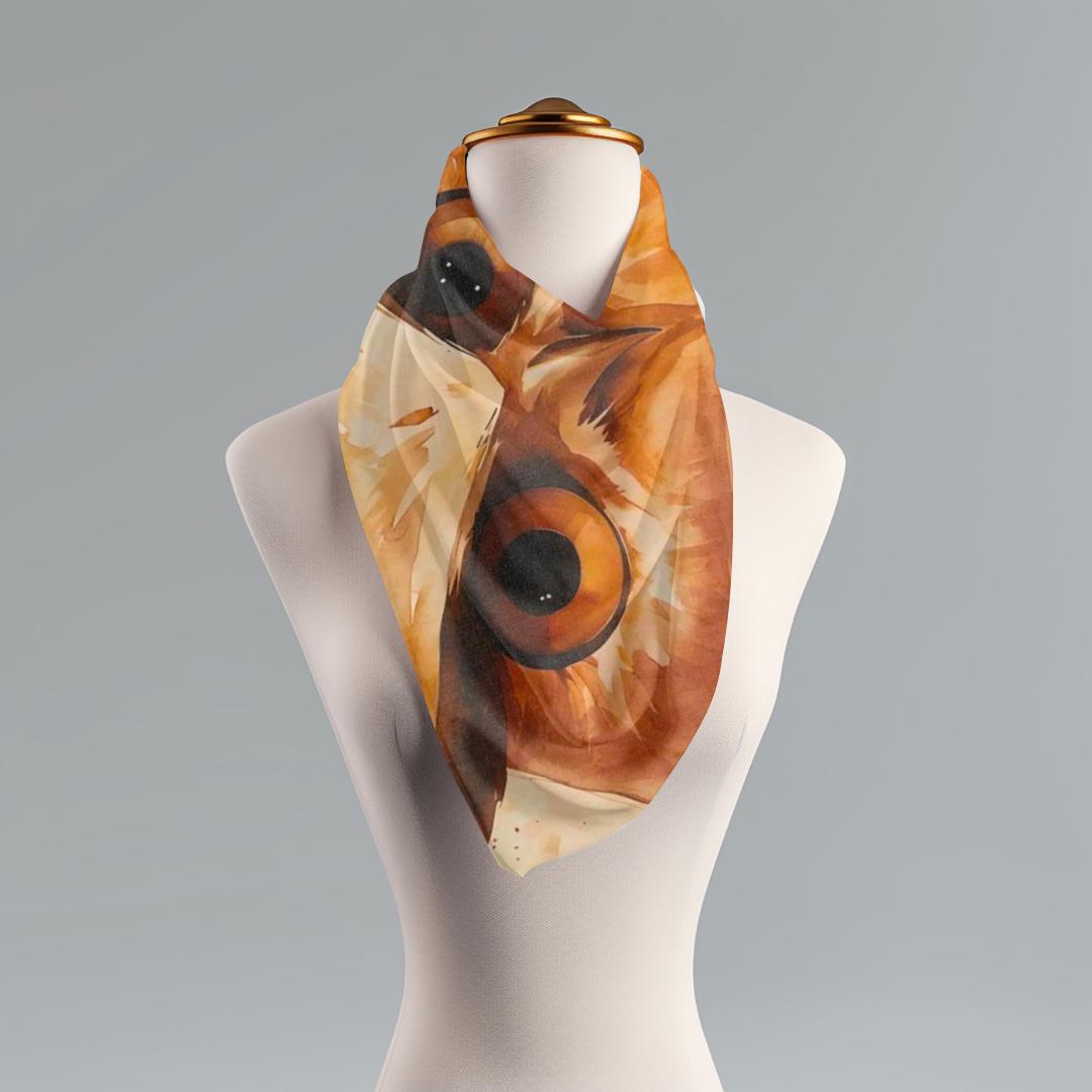 Vintage Owl Scarf: Watercolor Animal Print Boho Neck Wrap