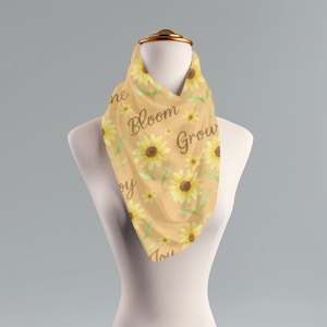 Watercolor Sunflower Scarf: Lightweight Floral Neck Wrap, Uplifting Gift