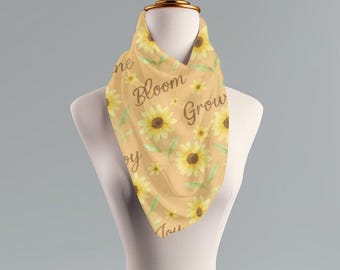 Watercolor Sunflower Scarf: Lightweight Floral Neck Wrap, Uplifting Gift
