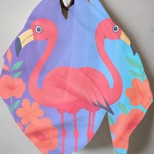 Bufanda de poliéster con diseño de flamenco, regalo para amantes de las aves tropicales, chal colorido, bufandas vibrantes para mujer, accesorio de playa, chal de flamenco