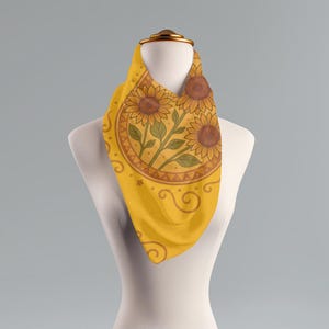 Boho Sunflower Scarf: Lightweight Floral Mandala Wrap