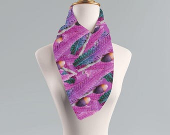 Purple Floral Botanical Scarf: Elegant Fall Fashion Wrap