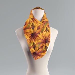 Sunflower Scarf: Boho Autumn Petal Wrap, Lightweight Polyester