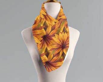 Sunflower Scarf: Boho Autumn Petal Wrap, Lightweight Polyester