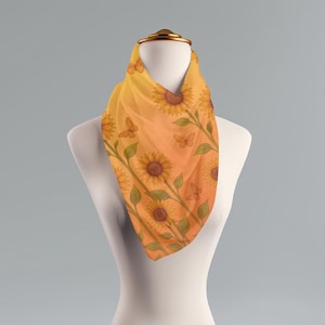 Sunflower Butterfly Scarf: Lightweight Floral Print, Spring Fashion