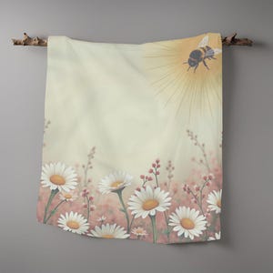 Poly Scarf, Bee Floral Pattern, Lightweight Wrap Shawl, Spring Accessory, Bee Lover Gift, Nature Inspired Fashion, Neck Scarf, Bee lovers