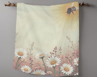 Bee Floral Scarf: Lightweight Polyester Spring Shawl