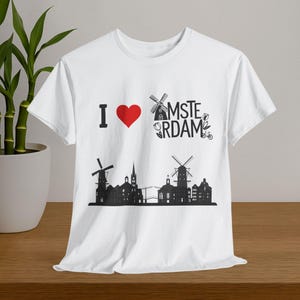 I Love Amsterdam Skyline T-Shirt, Amsterdam Shirt, Travel Gift, Amsterdam Lover T-Shirt, Urban Fashion Tee, Casual Wear, Tourist souvenir