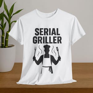 Serial Griller T-Shirt, Modern Grill Master Tee, Grilling Gift for Men, Funny Grill Tools Shirt for Men, Unisex Cookout Shirt, Griller Tee