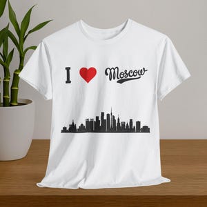 Koszulka I Love Moscow Skyline, Koszulka Moscow, Prezent podróżny, Koszulka Moscow Lover, Koszulka Urban Fashion, Ubranie codzienne, Pamiątka turystyczna