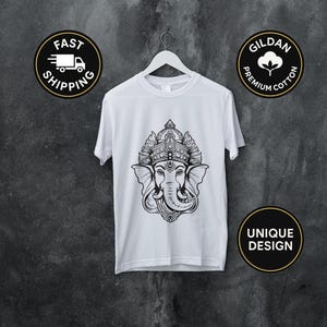 Ganesha T-Shirt, Hindu Elephant God Tee, Boho Spiritual Yoga Shirt, Indian Wisdom & Good Luck Design, Sacred Symbol Gift for Seekers