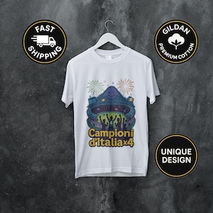 Camiseta del Napoli x4, Campeón de Italia, Camiseta de fútbol del 4.º Scudetto, Bonita camiseta de fútbol del Vesubio, Regalo de campeón italiano, Campeón del Napoli