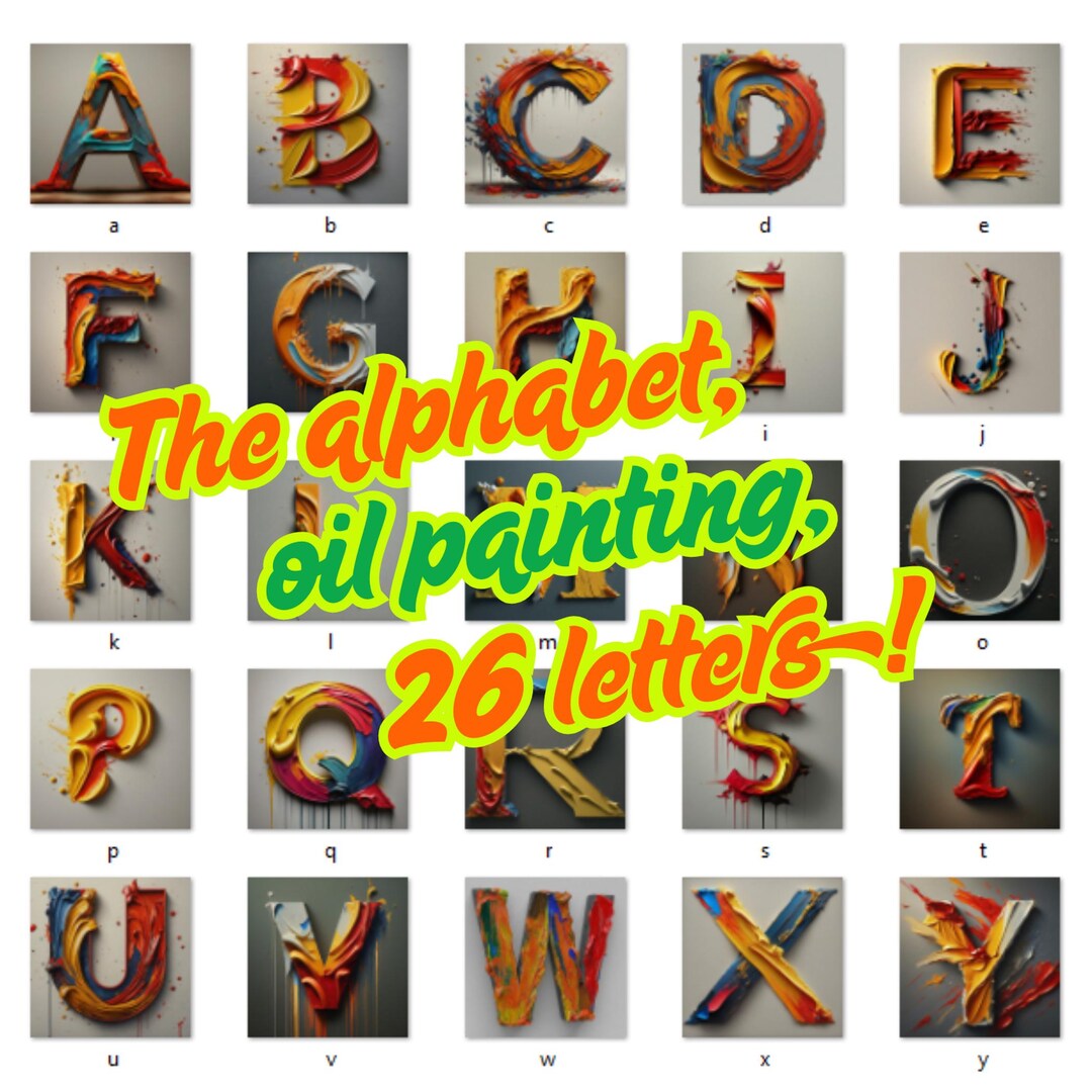 3D Oil Painting Letters PNG Vibrant Alphabet for Printable Art for ...