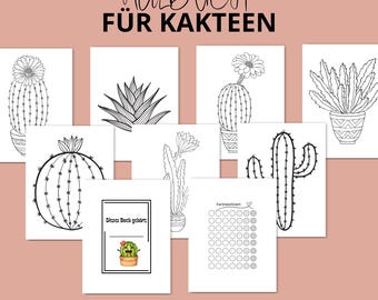 Malbuch Kakteen für Erwachsene und Kinder | 59 Ausmalbilder zum Ausdrucken | Pflanzen Malbuch PDF | Sofortiger Download