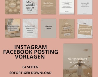 64 plantillas de Instagram de Canva en alemán | Plantillas sin rostro con licencia MRR PLR | Producto digital para reventa