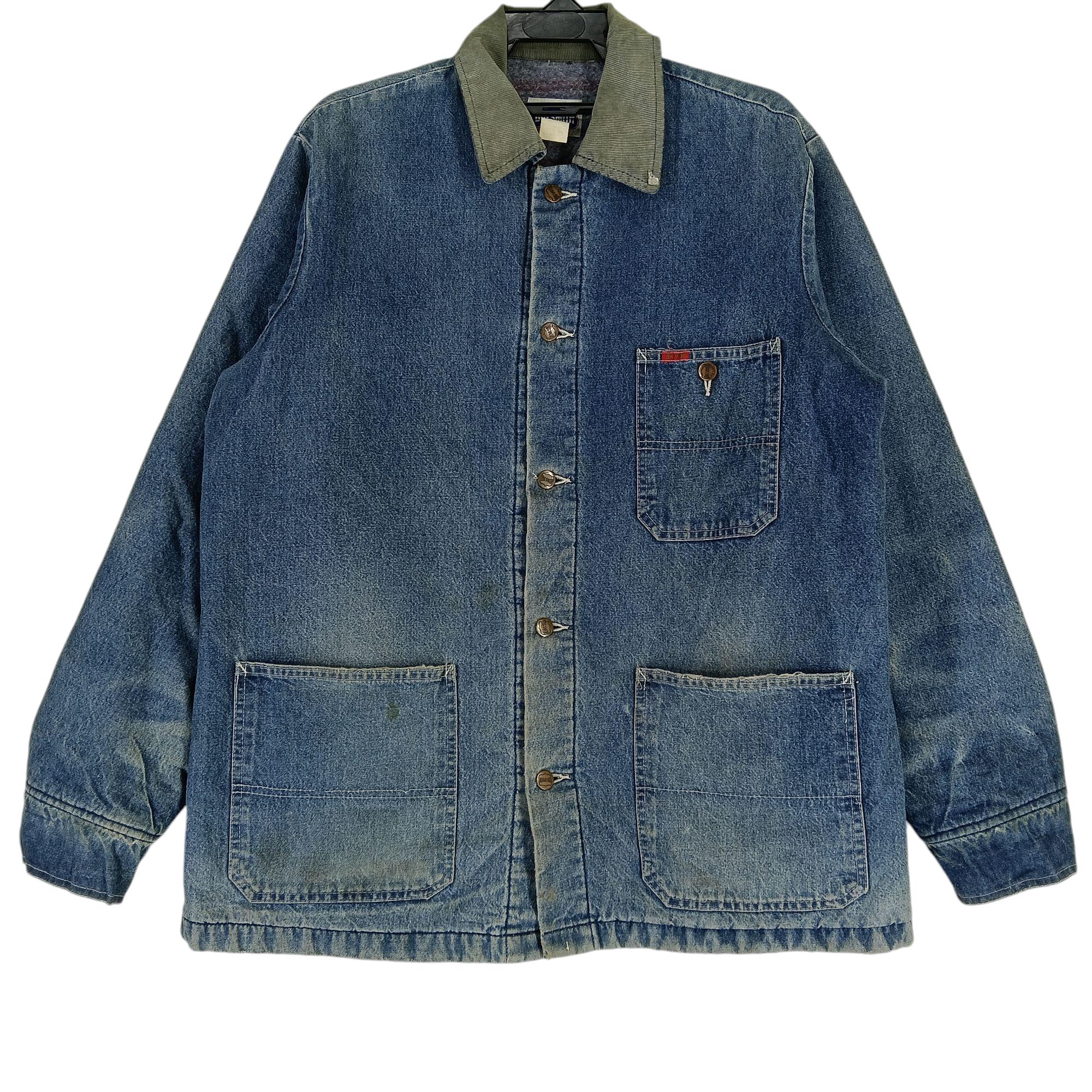 Vintage Big Smith Blue Chore Denim Workers Jacket Large Workers