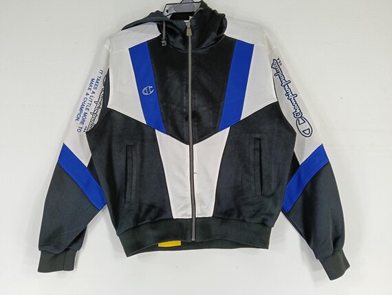 Vintage 90's Champion Track Top Hooded Multicolor Large Jacket