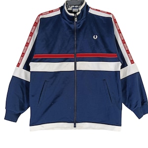 Vintage 90's Fred Perry Navy Blue Multicolor Large Jacket Fred