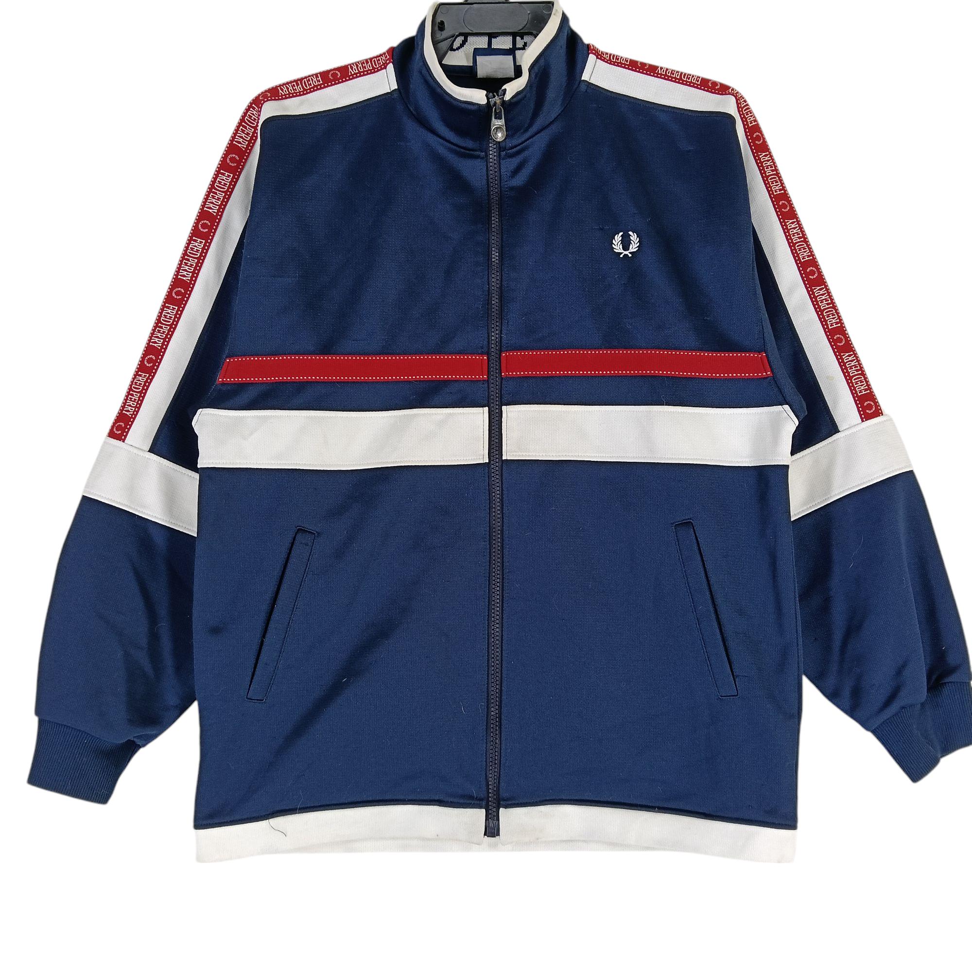 【レビューで送料無料】 Vintage Multicolor Blue Navy Top Track Jaspo Perry Fred 90's トップス