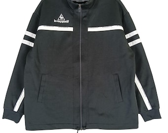 Vintage Le Coq Sportif Black Track Top Jacket Large Le Coq France Blue Le Coq Sports Zipper Zipper Jacket Le Coq Windbreaker Size L