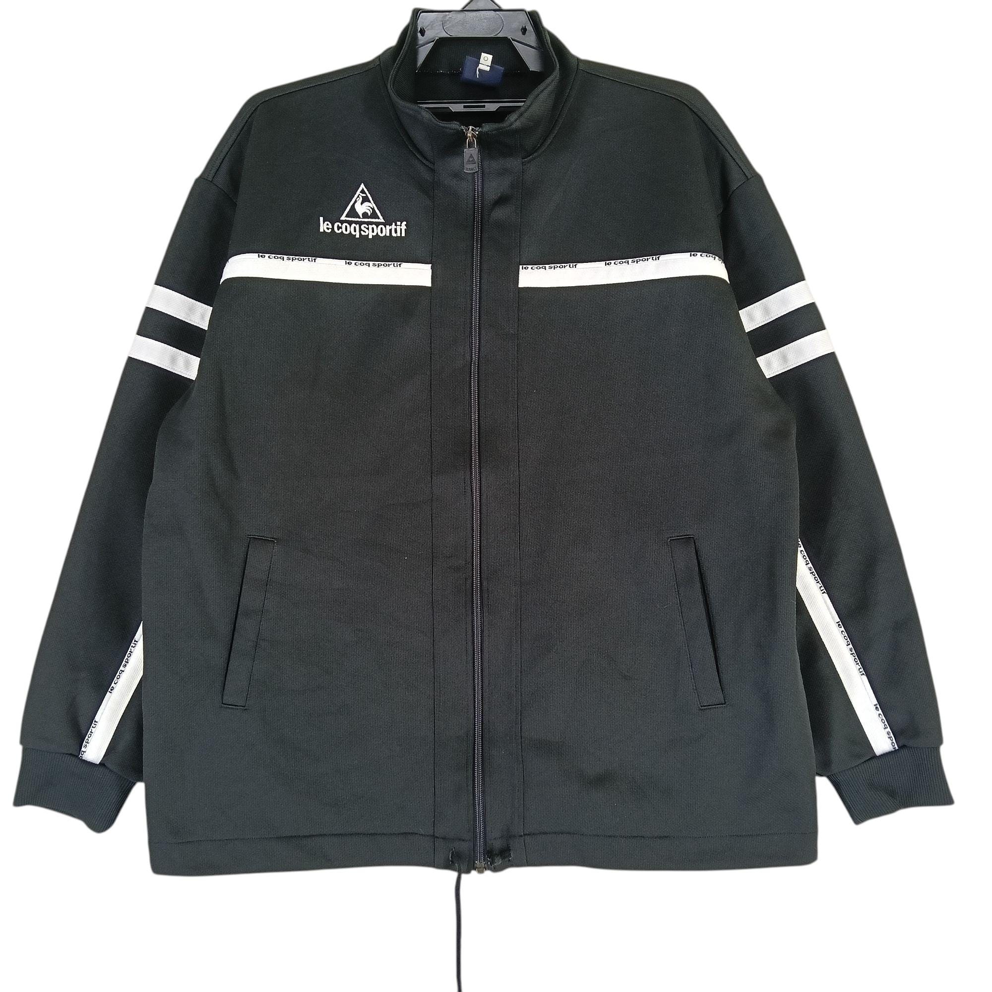 Vintage Le Coq Sportif Negro Track Top Chaqueta Grande Le Coq
