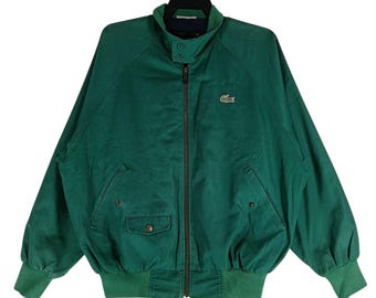 Vintage 90er Jahre Chemise Lacoste Grüne Große Jacke Chemise Lacoste Reißverschluss Lässige Harrington Jacke Lacoste Logo Doppeltasche Jacke