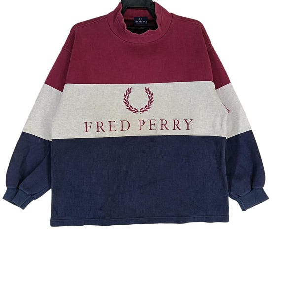 Vintage 90's Fred Perry Big Logo Multicolor Medium Sweatshirt