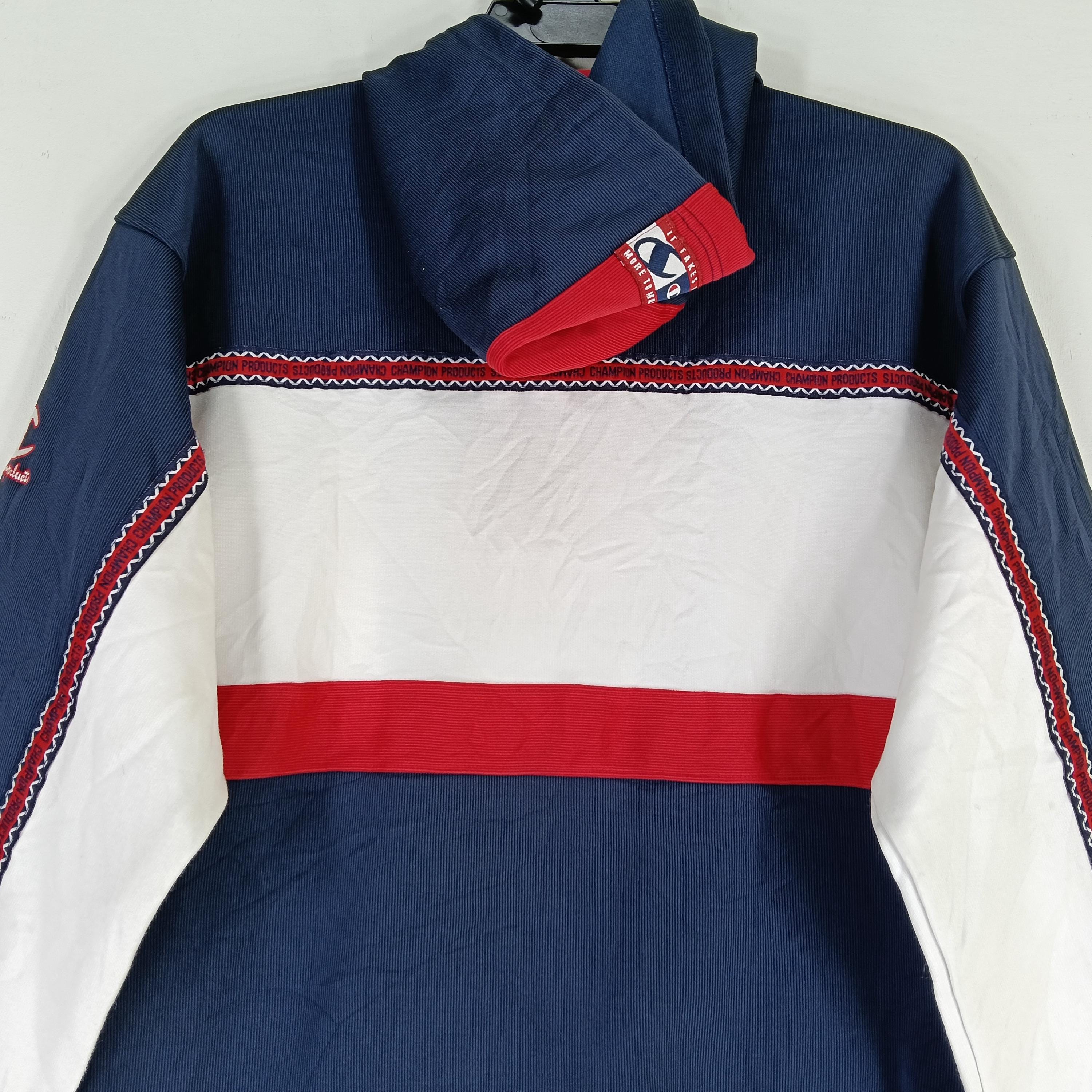 Vintage 90's Champion Navy Blue Multicolour Large Champion Zipper