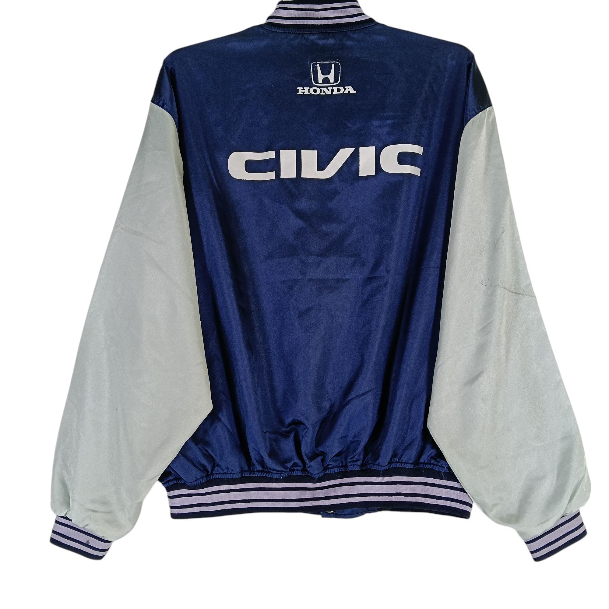 Vintage 90's Honda Civic Navy Blue Gray Large Jacket Honda Motorsport Button Up Jacket Varsity Honda Racing Jacket Size L