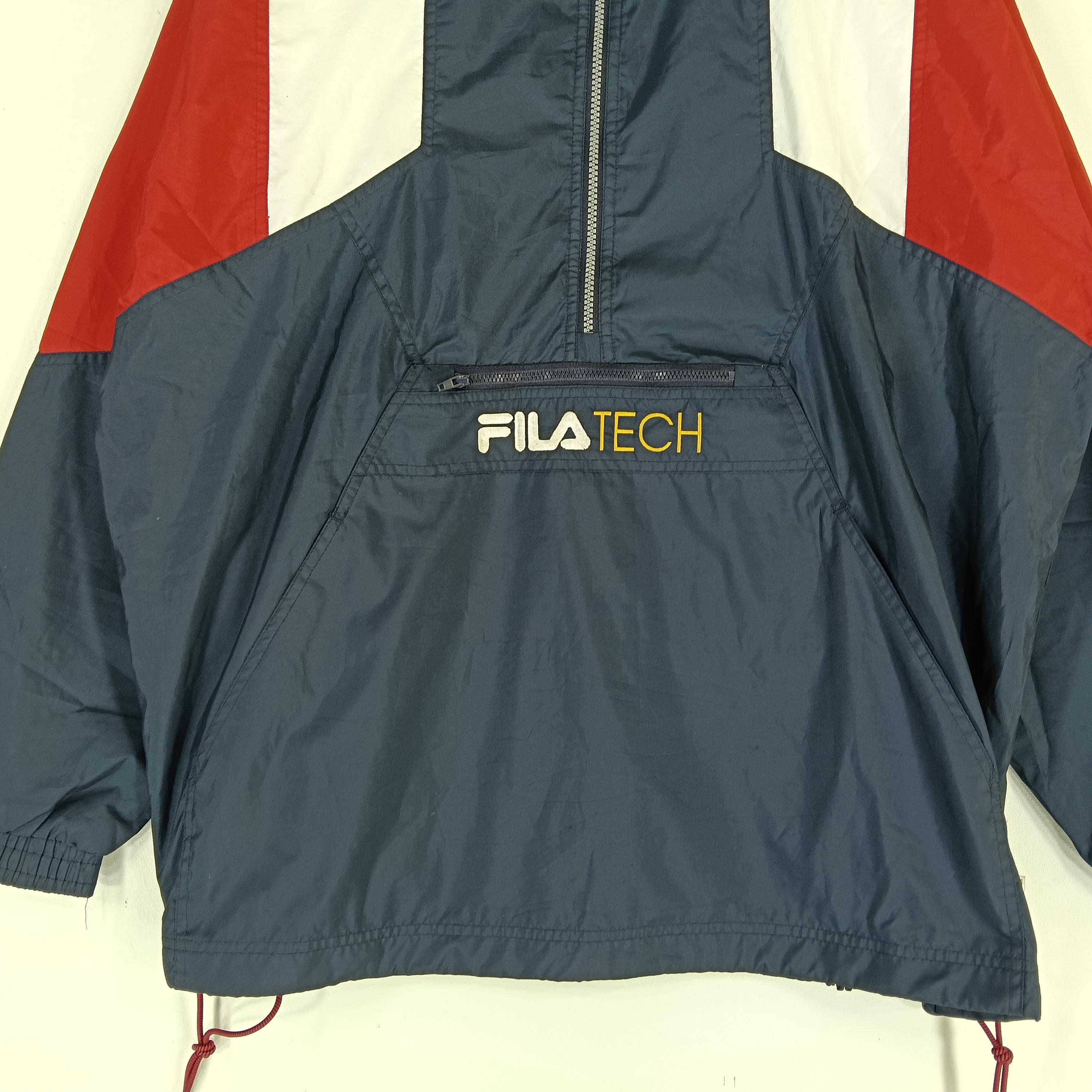 Vintage 90's Fila Biella Italia Navy Blue Red Anorak Large