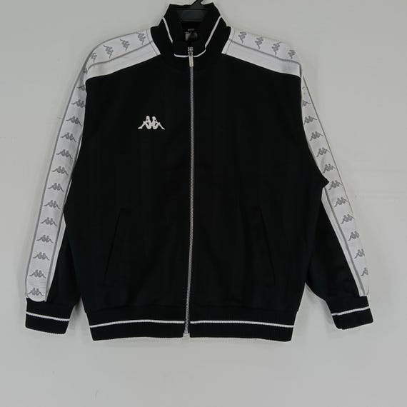 Vintage 90's Kappa Track Top Black Medium Jacket Kappa Side Tape