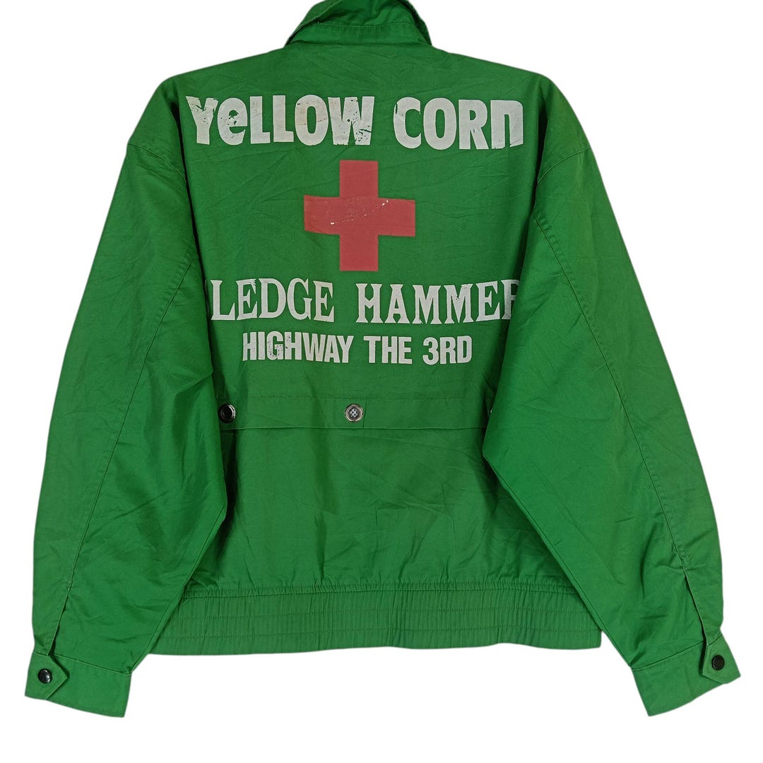 Vintage 90's Yellow Corn Motorsport Equipment Green Large Jacket
