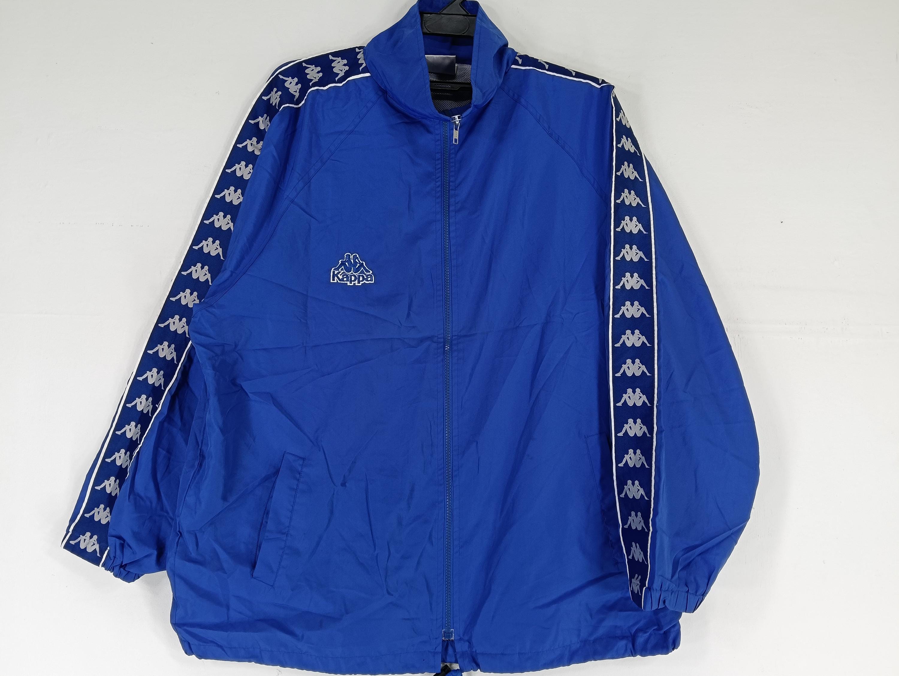 Vintage 90's Kappa Big Logo Blue Large Windbreaker Kappa Side Tape