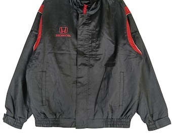 Vintage 90&#39;s Honda Motorsport Black 3Large Jacket Honda Racing Zipper Jacket Highway Motorsport Racing Jacket Size 3L